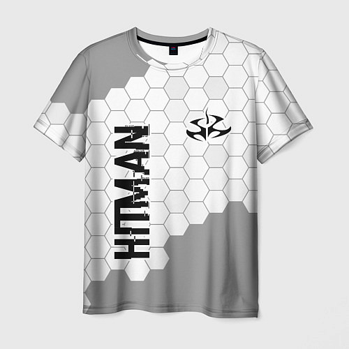 Мужская футболка Hitman glitch на светлом фоне вертикально / 3D-принт – фото 1