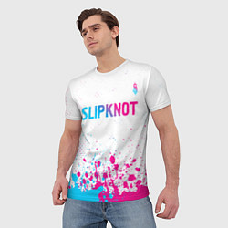 Футболка мужская Slipknot neon gradient style посередине, цвет: 3D-принт — фото 2