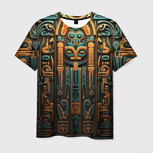 Мужская футболка Орнамент в египетском стиле, бюст Нефертити / 3D-принт – фото 1