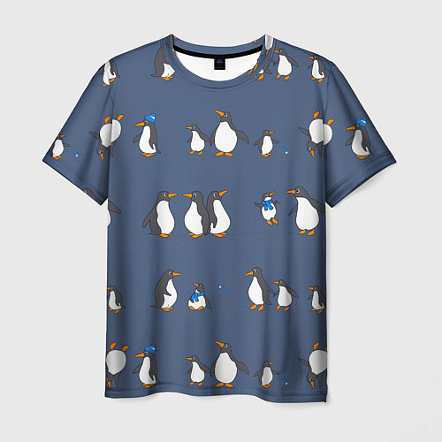 Мужская футболка Забавное семейство пингвинов / 3D-принт – фото 1