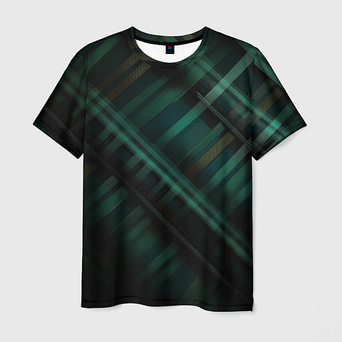 Мужская футболка Тёмно-зелёная шотландская клетка / 3D-принт – фото 1
