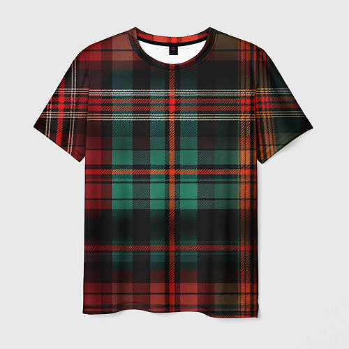 Мужская футболка Красно-зелёная шотландская клетка / 3D-принт – фото 1