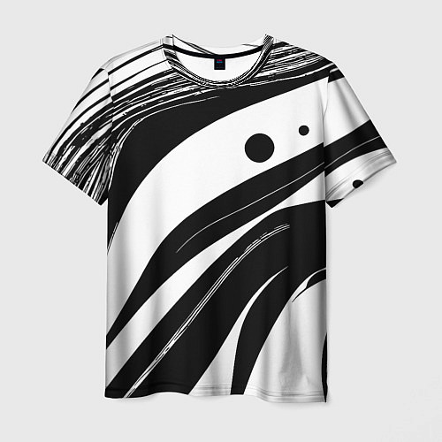 Мужская футболка Abstract black and white composition / 3D-принт – фото 1