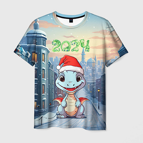 Мужская футболка Праздничный дракон 2024 / 3D-принт – фото 1