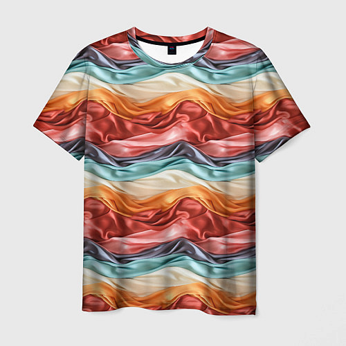 Мужская футболка Разноцветные полосы текстура ткани / 3D-принт – фото 1
