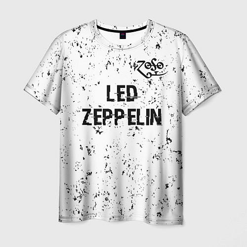 Мужская футболка Led Zeppelin glitch на светлом фоне посередине / 3D-принт – фото 1