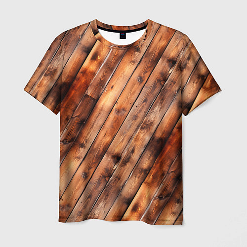 Мужская футболка Деревянная обшивка / 3D-принт – фото 1