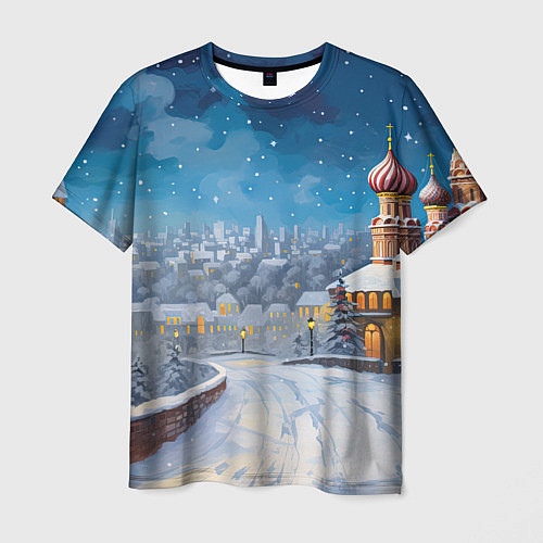 Мужская футболка Москва новый год / 3D-принт – фото 1