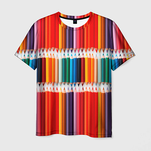 Мужская футболка Заточенные цветные карандаши / 3D-принт – фото 1