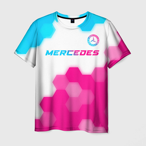 Мужская футболка Mercedes neon gradient style посередине / 3D-принт – фото 1