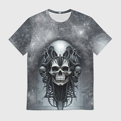 Футболка мужская Череп биопанк, цвет: 3D-принт