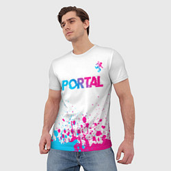 Футболка мужская Portal neon gradient style посередине, цвет: 3D-принт — фото 2