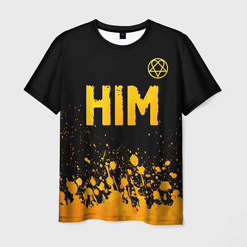 Мужская футболка HIM - gold gradient посередине / 3D-принт – фото 1