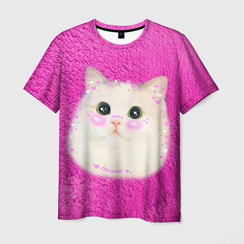Мужская футболка Кот мем в сердечках / 3D-принт – фото 1