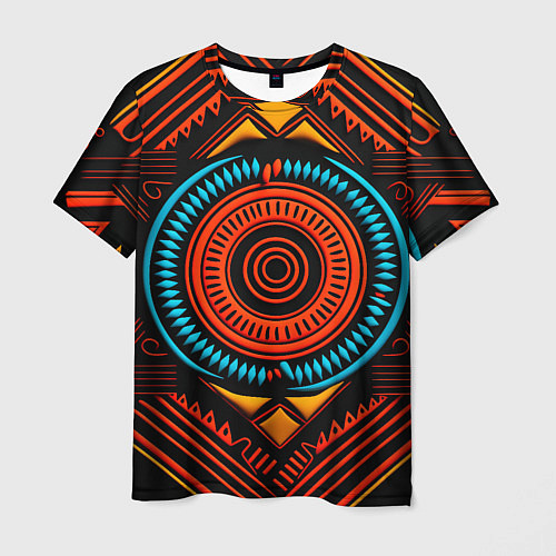 Мужская футболка Орнамент в африканском стиле на тёмном фоне / 3D-принт – фото 1