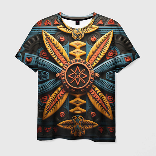 Мужская футболка Орнамент в стиле африканских племён / 3D-принт – фото 1