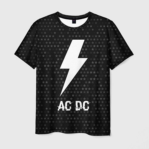 Мужская футболка AC DC glitch на темном фоне / 3D-принт – фото 1