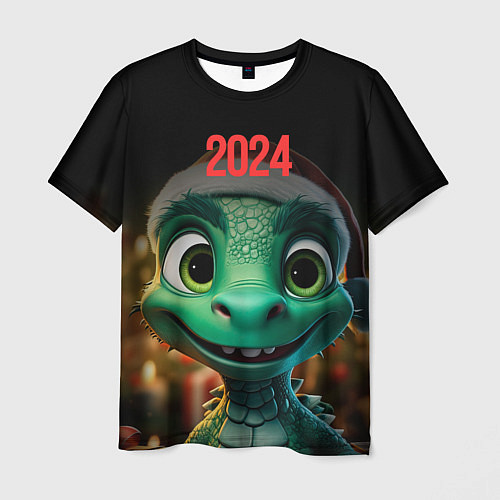 Мужская футболка Новогодний дракон / 3D-принт – фото 1