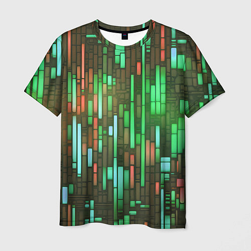 Мужская футболка Неоновые полосы зелёные / 3D-принт – фото 1