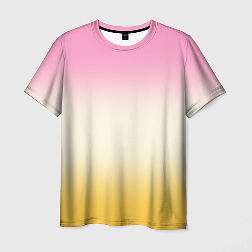 Мужская футболка Розовый бежевый желтый градиент / 3D-принт – фото 1
