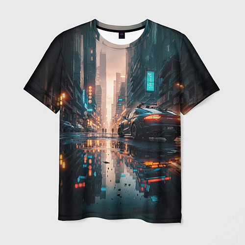 Мужская футболка Городской пейзаж после дождя / 3D-принт – фото 1