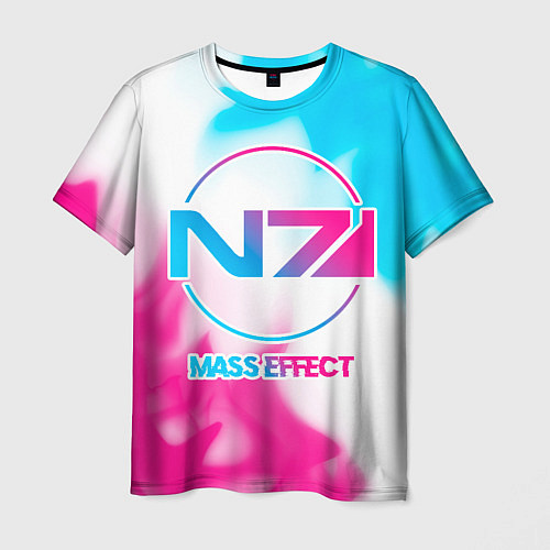 Мужская футболка Mass Effect neon gradient style / 3D-принт – фото 1