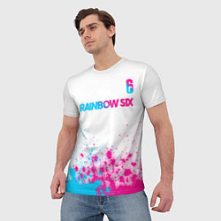 Футболка мужская Rainbow Six neon gradient style посередине, цвет: 3D-принт — фото 2