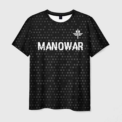 Мужская футболка Manowar glitch на темном фоне посередине / 3D-принт – фото 1