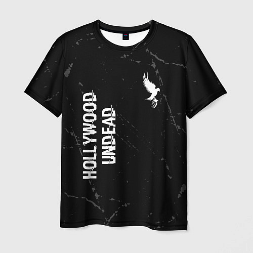 Мужская футболка Hollywood Undead glitch на темном фоне вертикально / 3D-принт – фото 1
