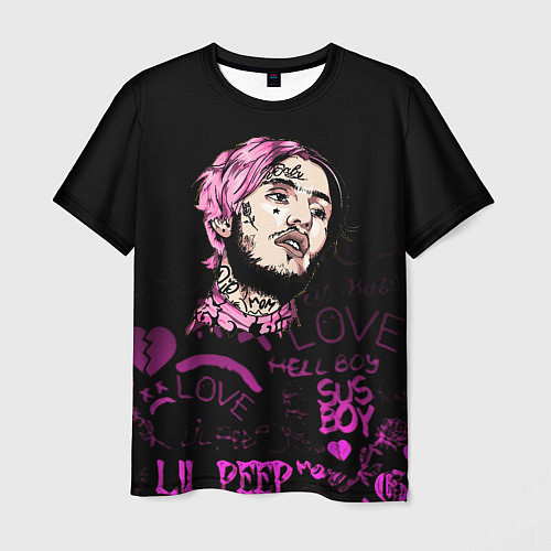 Мужская футболка Lil peep neon rap 2017 / 3D-принт – фото 1