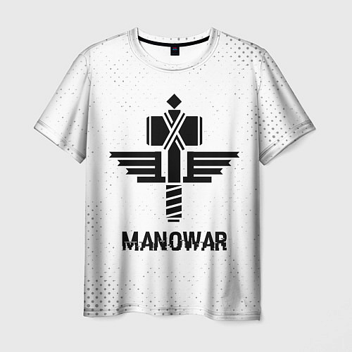 Мужская футболка Manowar glitch на светлом фоне / 3D-принт – фото 1