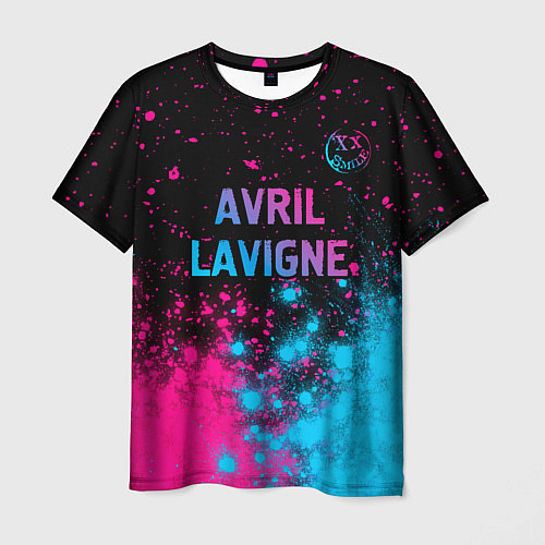 Мужская футболка Avril Lavigne - neon gradient посередине / 3D-принт – фото 1