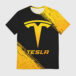 Мужская футболка Tesla - gold gradient