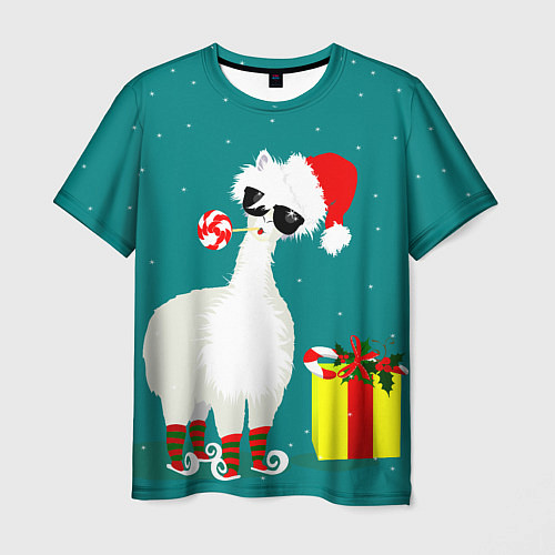 Мужская футболка Лама - альпака с подарком / 3D-принт – фото 1