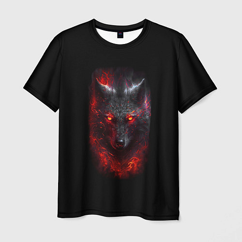 Мужская футболка Огненный волк / 3D-принт – фото 1