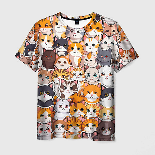Мужская футболка Очень много котиков / 3D-принт – фото 1