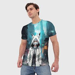 Футболка мужская Девушка в плаще с ушками, цвет: 3D-принт — фото 2