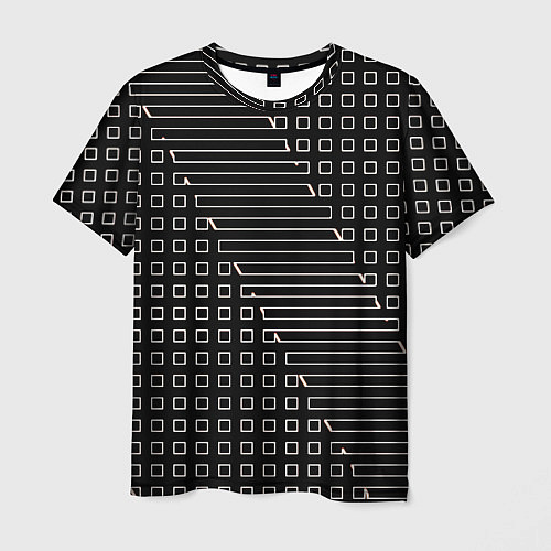 Мужская футболка Чёрный абстрактный с квадратами / 3D-принт – фото 1