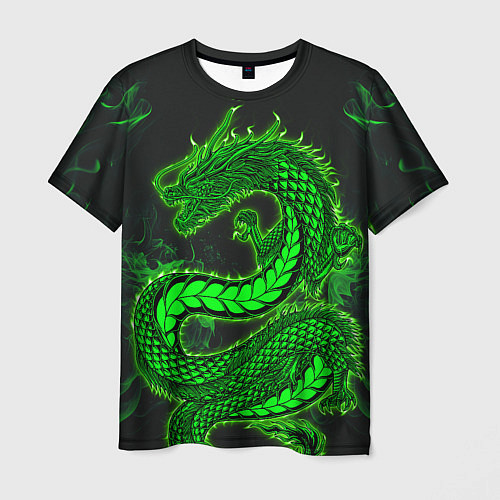 Мужская футболка Зеленый дракон с эффектом свечения / 3D-принт – фото 1