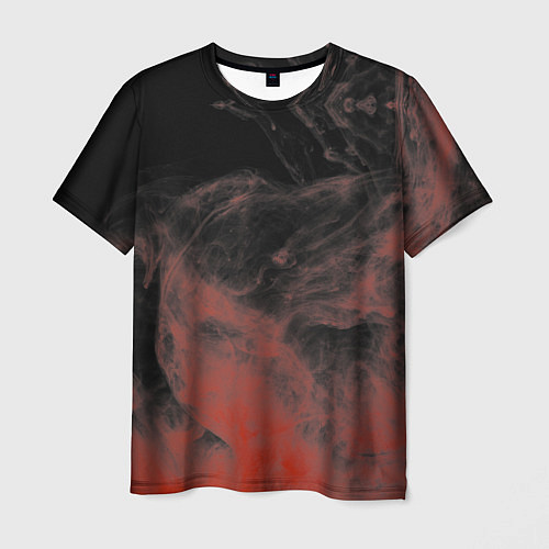 Мужская футболка Красный дым на чёрном / 3D-принт – фото 1