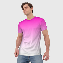 Футболка мужская Розово-белый градиент, цвет: 3D-принт — фото 2
