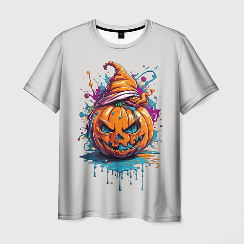 Мужская футболка Хэллоуинская тыква в красках / 3D-принт – фото 1