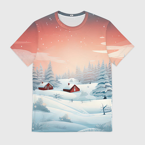 Мужская футболка Погружение в зимнюю атмосферу / 3D-принт – фото 1
