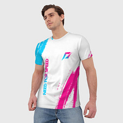 Футболка мужская Need for Speed neon gradient style вертикально, цвет: 3D-принт — фото 2