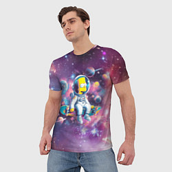 Футболка мужская Барт Симпсон со скейтбордом в космосе, цвет: 3D-принт — фото 2