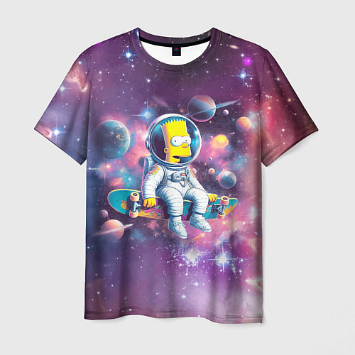 Мужская футболка Барт Симпсон со скейтбордом в космосе / 3D-принт – фото 1