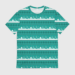 Мужская футболка Зеленый зимний пейзаж