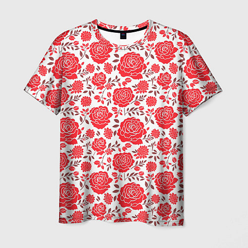 Мужская футболка Паттерн с абстрактными розочками / 3D-принт – фото 1