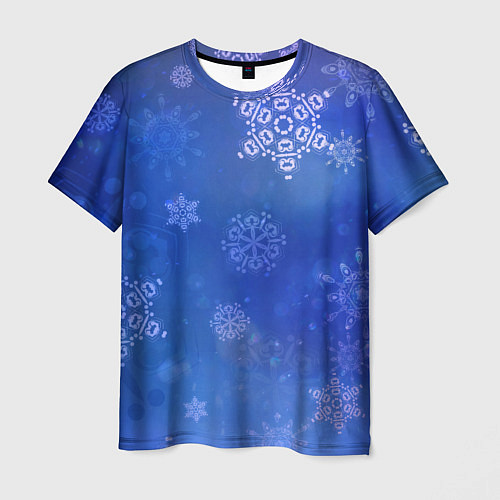 Мужская футболка Декоративные снежинки на фиолетовом / 3D-принт – фото 1