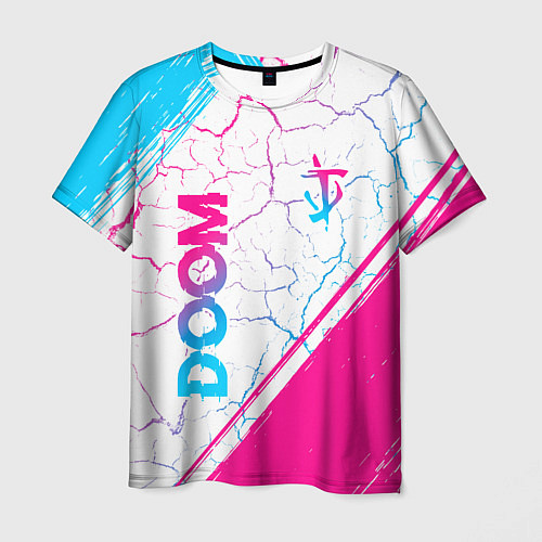 Мужская футболка Doom neon gradient style вертикально / 3D-принт – фото 1